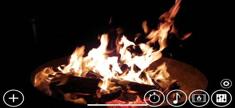 炎の映像と自然の音を組み合わせて、リラックスできるアプリ