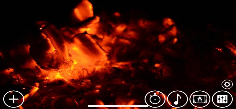炎の映像と自然の音を組み合わせて、リラックスできるアプリ